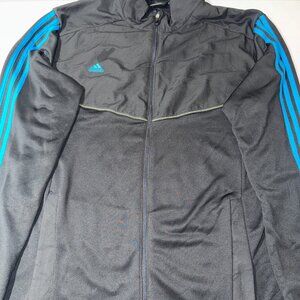 NWT Adidas Black and Light Blue striped jacket